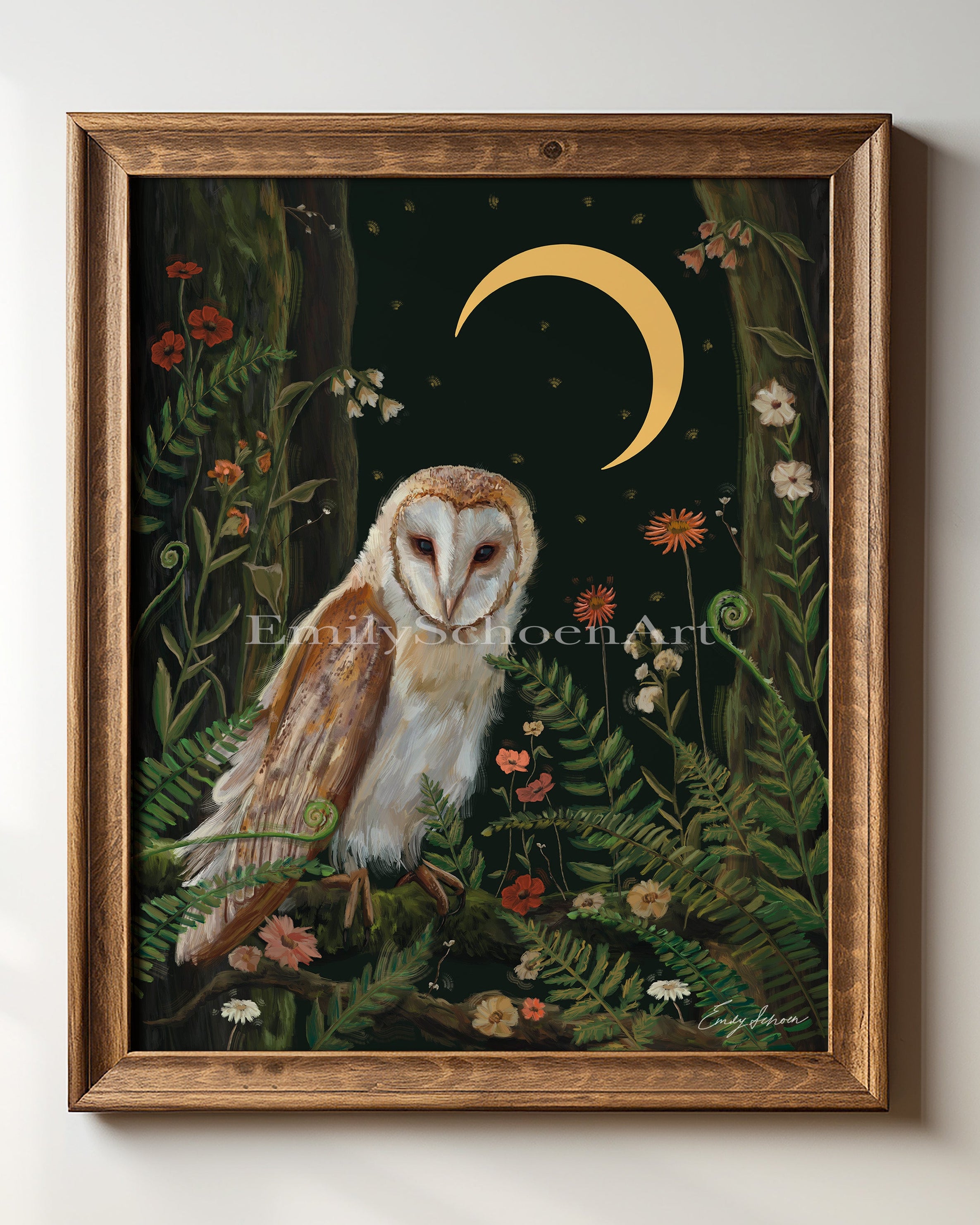 Owl in the Ferns Art Print